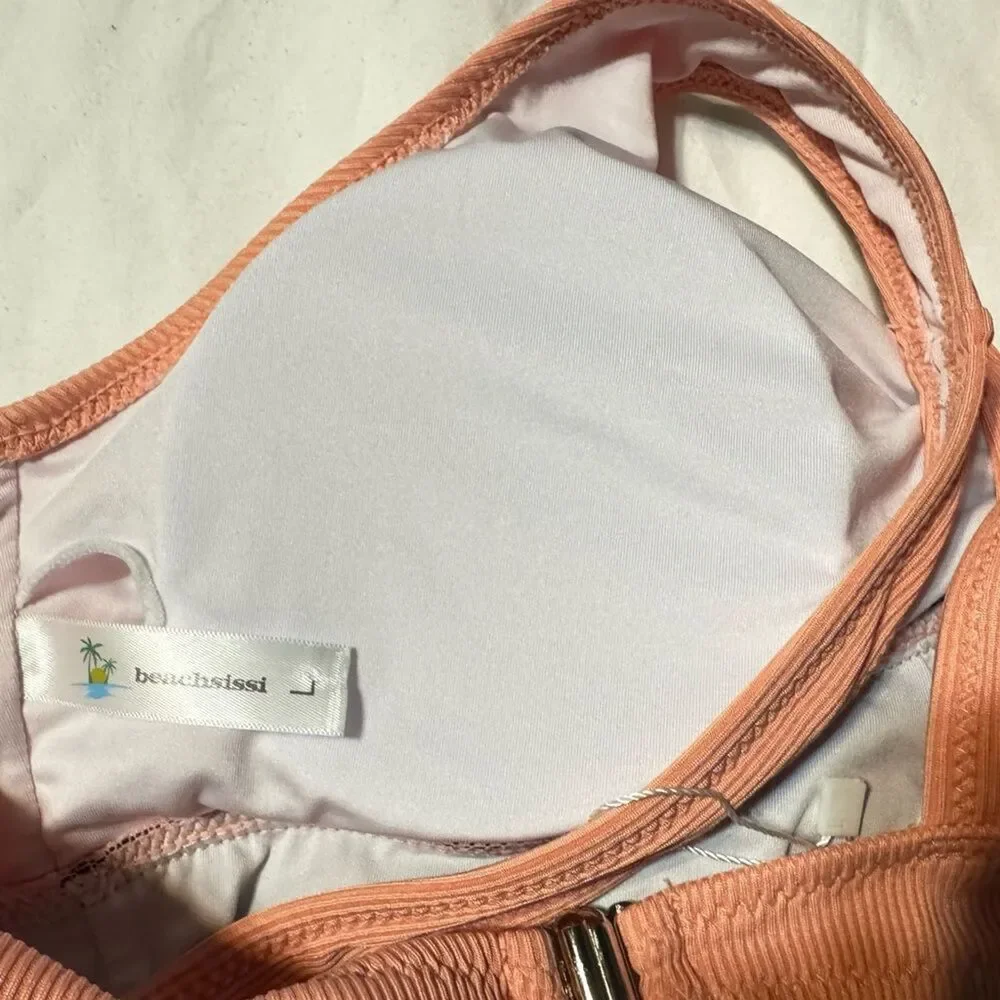 Beachsissi Swim One piece bathing suit peach black Women Large New Resort wear - Picture 13 of 13